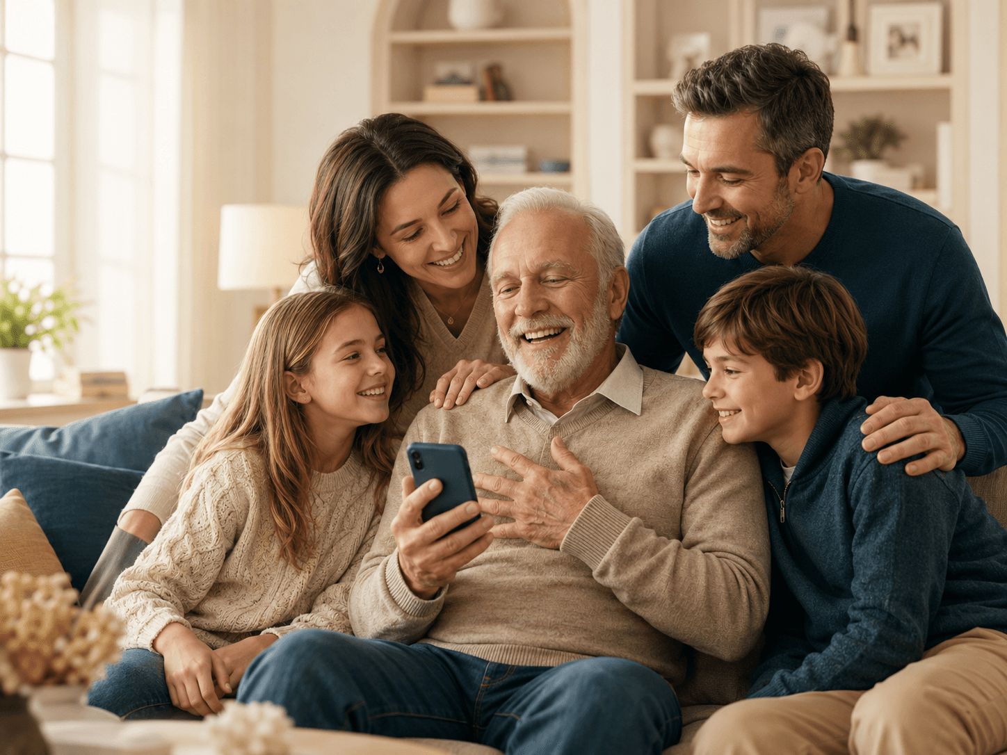 Family recording memories together
